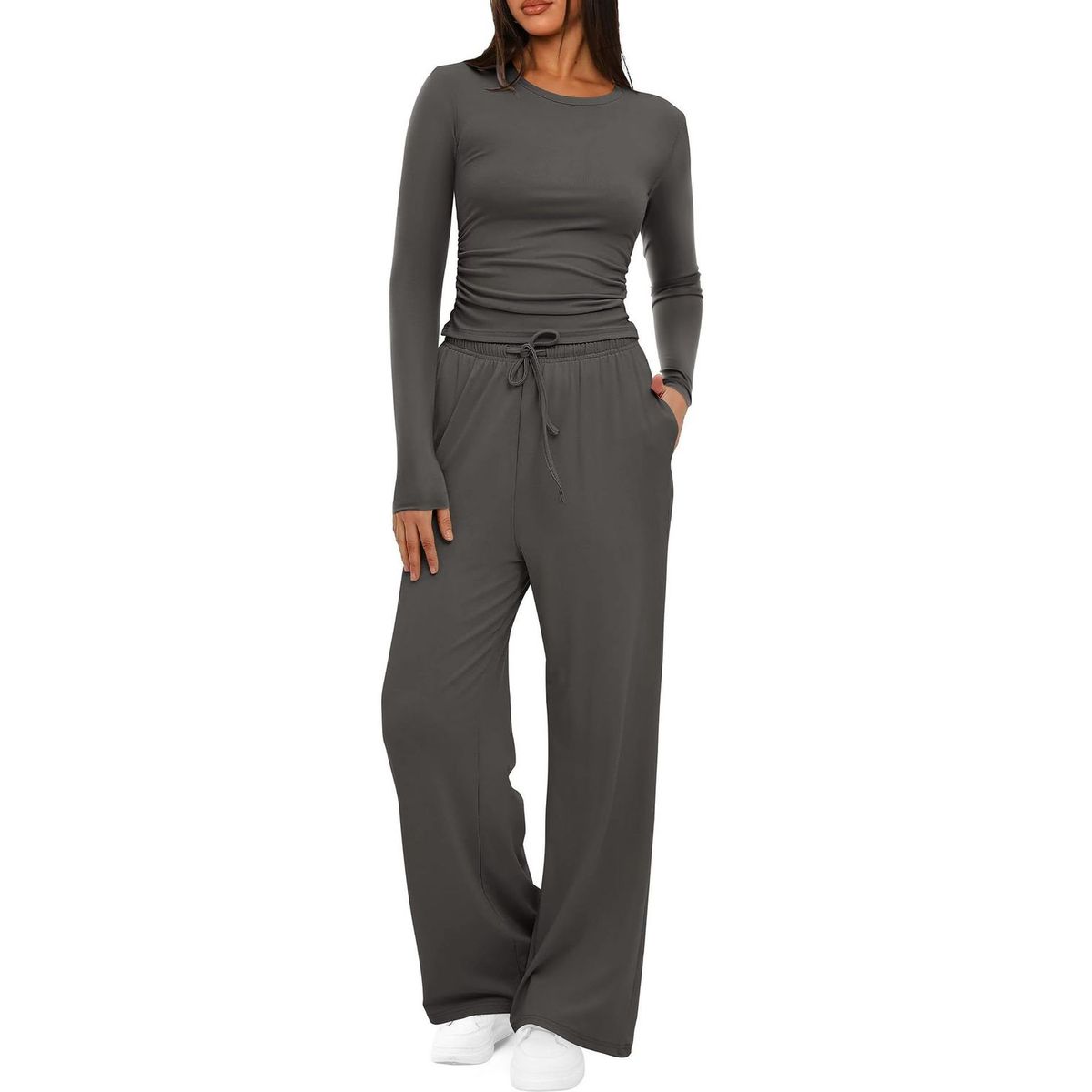 TIOZONEY - Conjunto Manga Larga Y Pantalon-Gris
