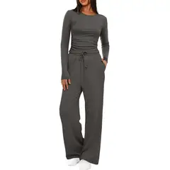 TIOZONEY - Conjunto Manga Larga Y Pantalon-Gris
