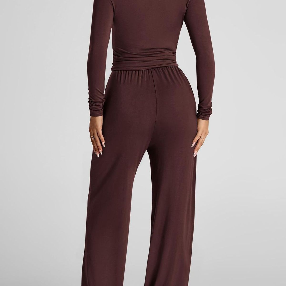 TIOZONEY - Conjunto Manga Larga Y Pantalon-Marrón