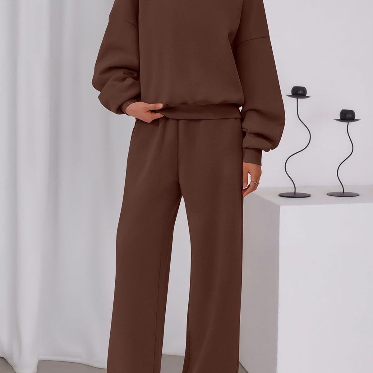 TIOZONEY - Conjunto Manga Larga Y Pantalon-Marrón