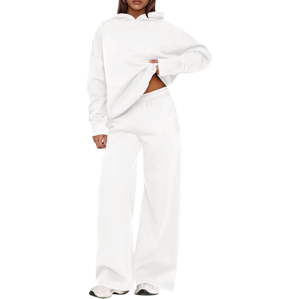 TIOZONEY - Conjunto Manga Larga Y Pantalon-Blanco