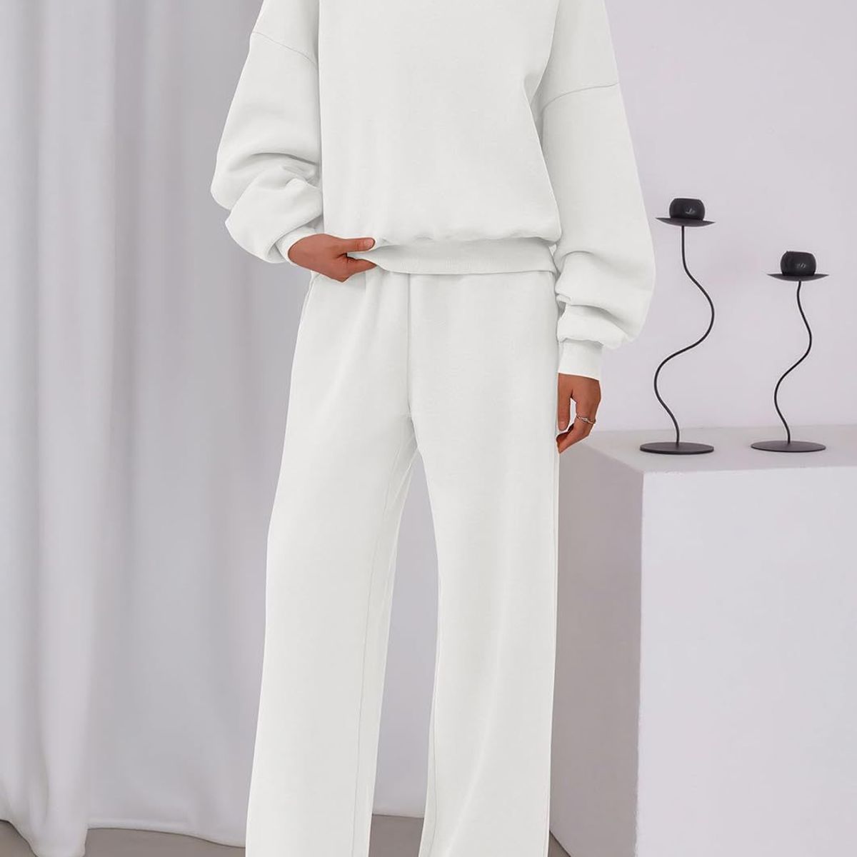 TIOZONEY - Conjunto Manga Larga Y Pantalon-Blanco