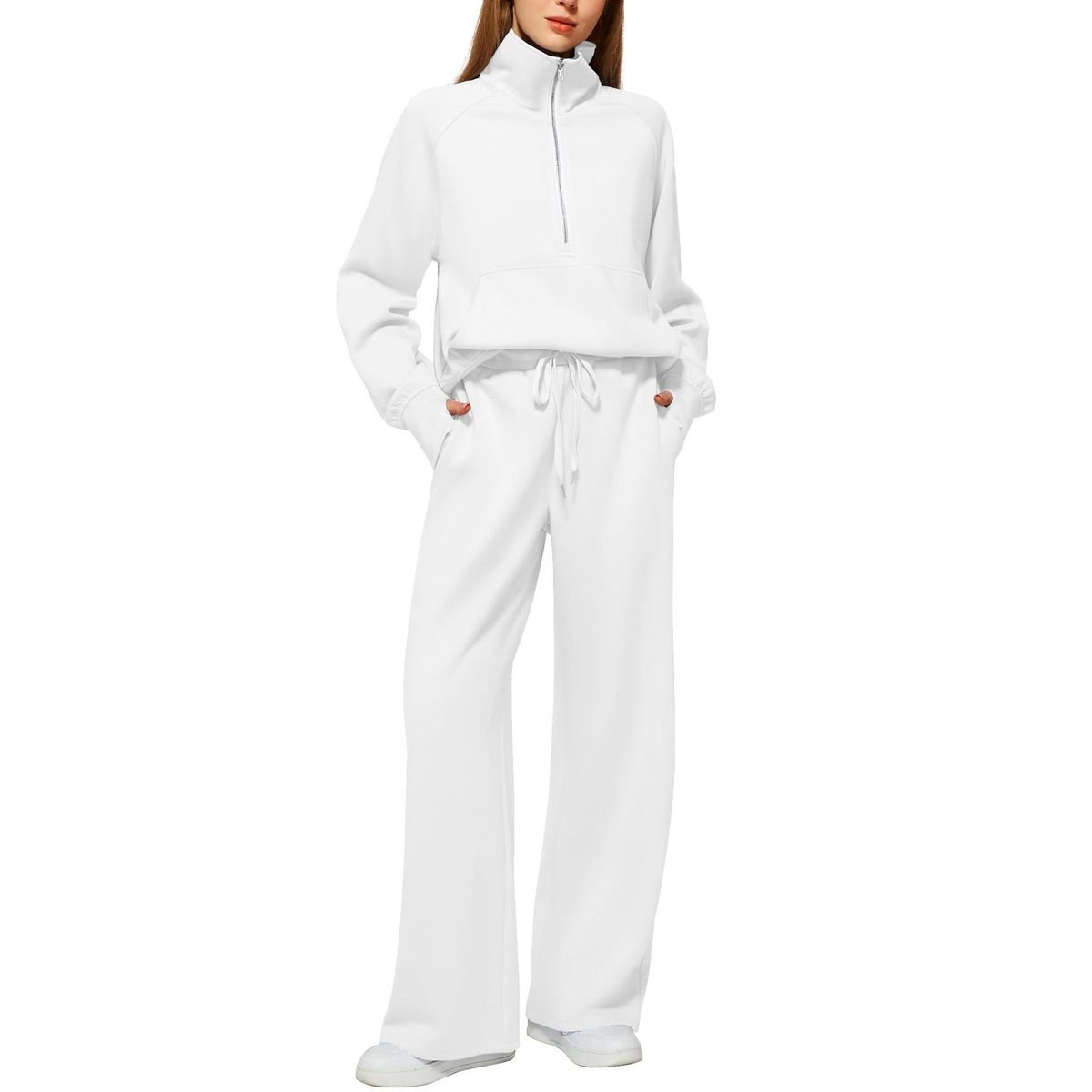 TIOZONEY - Conjunto Manga Larga Y Pantalon-Blanco