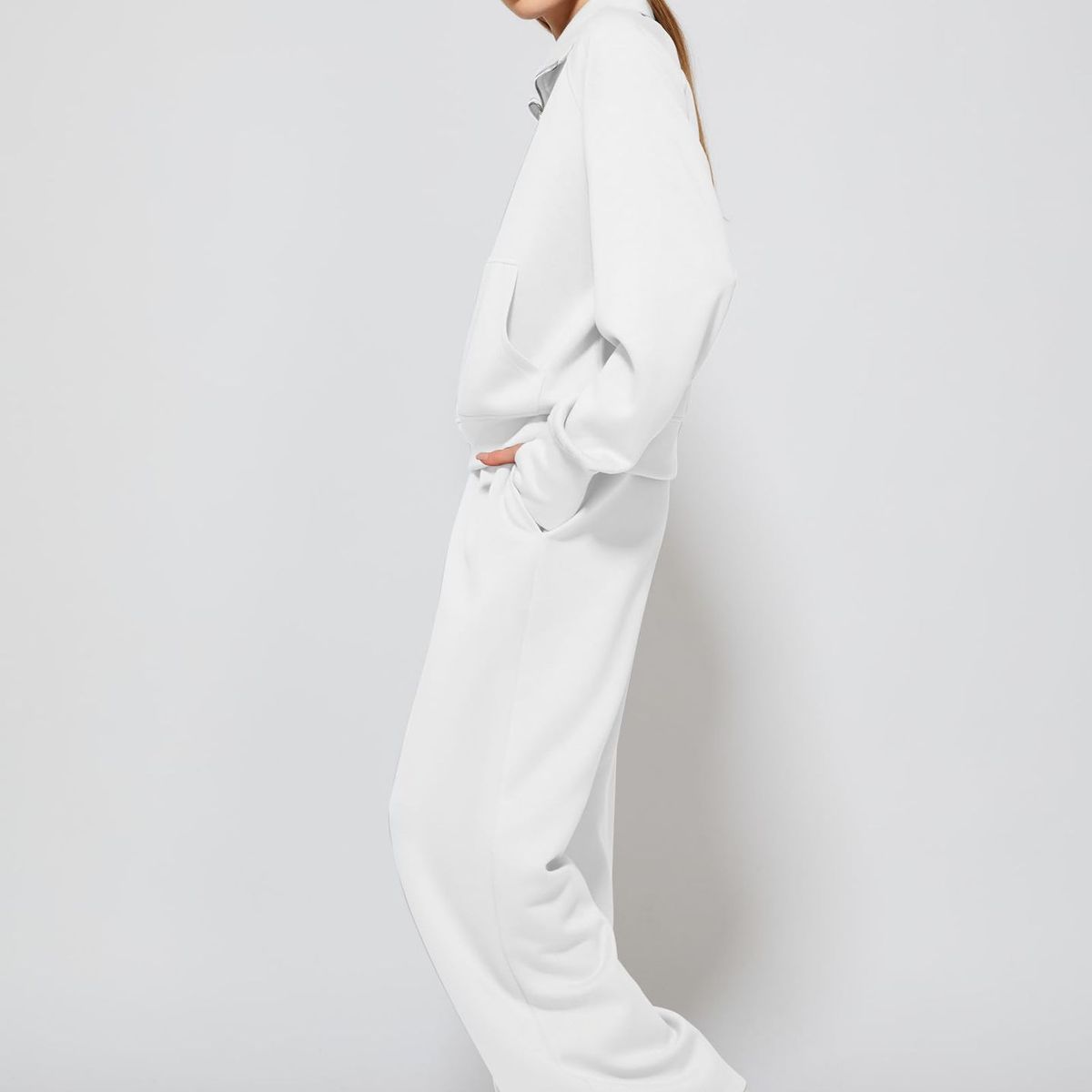 TIOZONEY - Conjunto Manga Larga Y Pantalon-Blanco