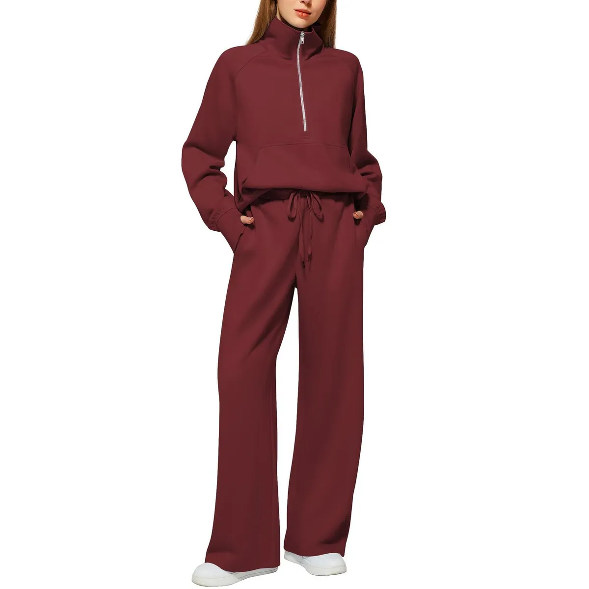 TIOZONEY - Conjunto Manga Larga Y Pantalon-Rojo