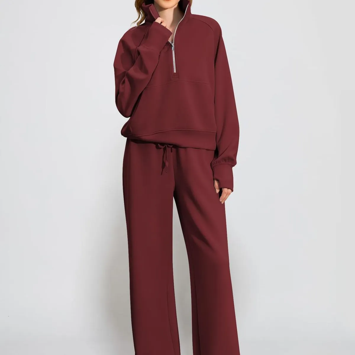 TIOZONEY - Conjunto Manga Larga Y Pantalon-Rojo