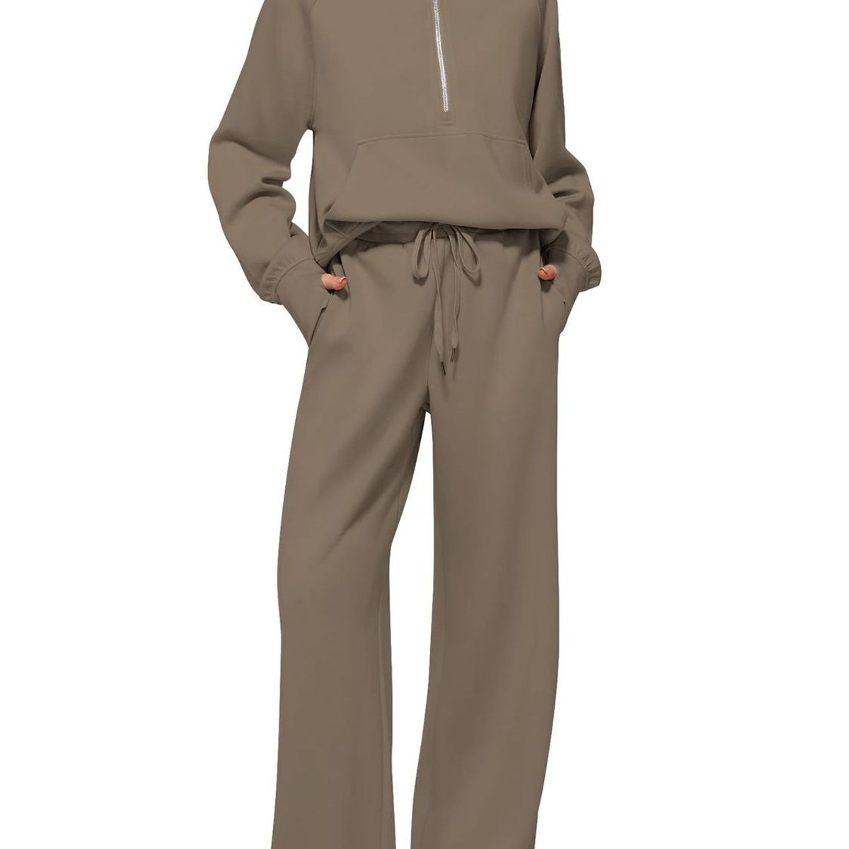 TIOZONEY - Conjunto Manga Larga Y Pantalon-Café