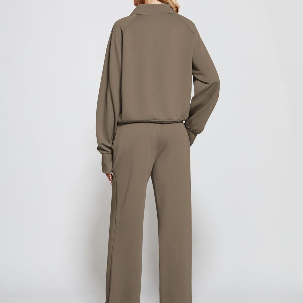 TIOZONEY - Conjunto Manga Larga Y Pantalon-Café