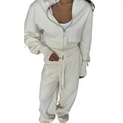 TIOZONEY - Conjunto Manga Larga Y Pantalon-Blanco