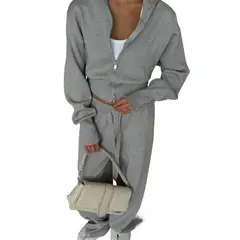 TIOZONEY - Conjunto Manga Larga Y Pantalon-Gris