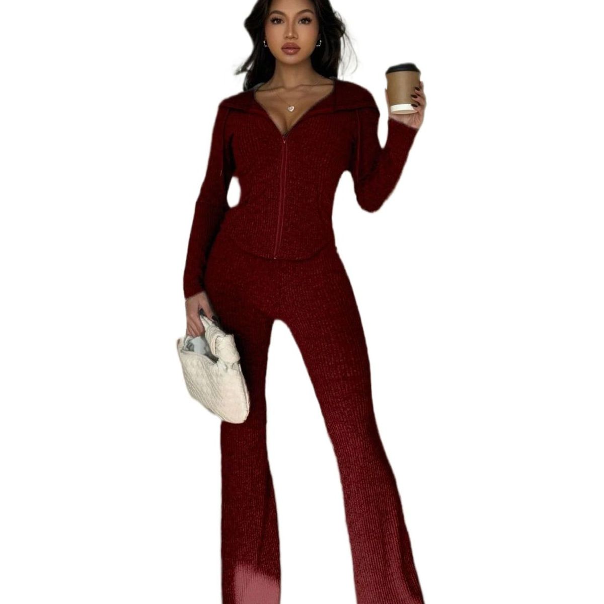 TIOZONEY - Conjunto Manga Larga Y Pantalon-Rojo