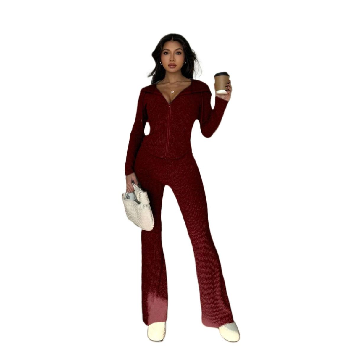 TIOZONEY - Conjunto Manga Larga Y Pantalon-Rojo