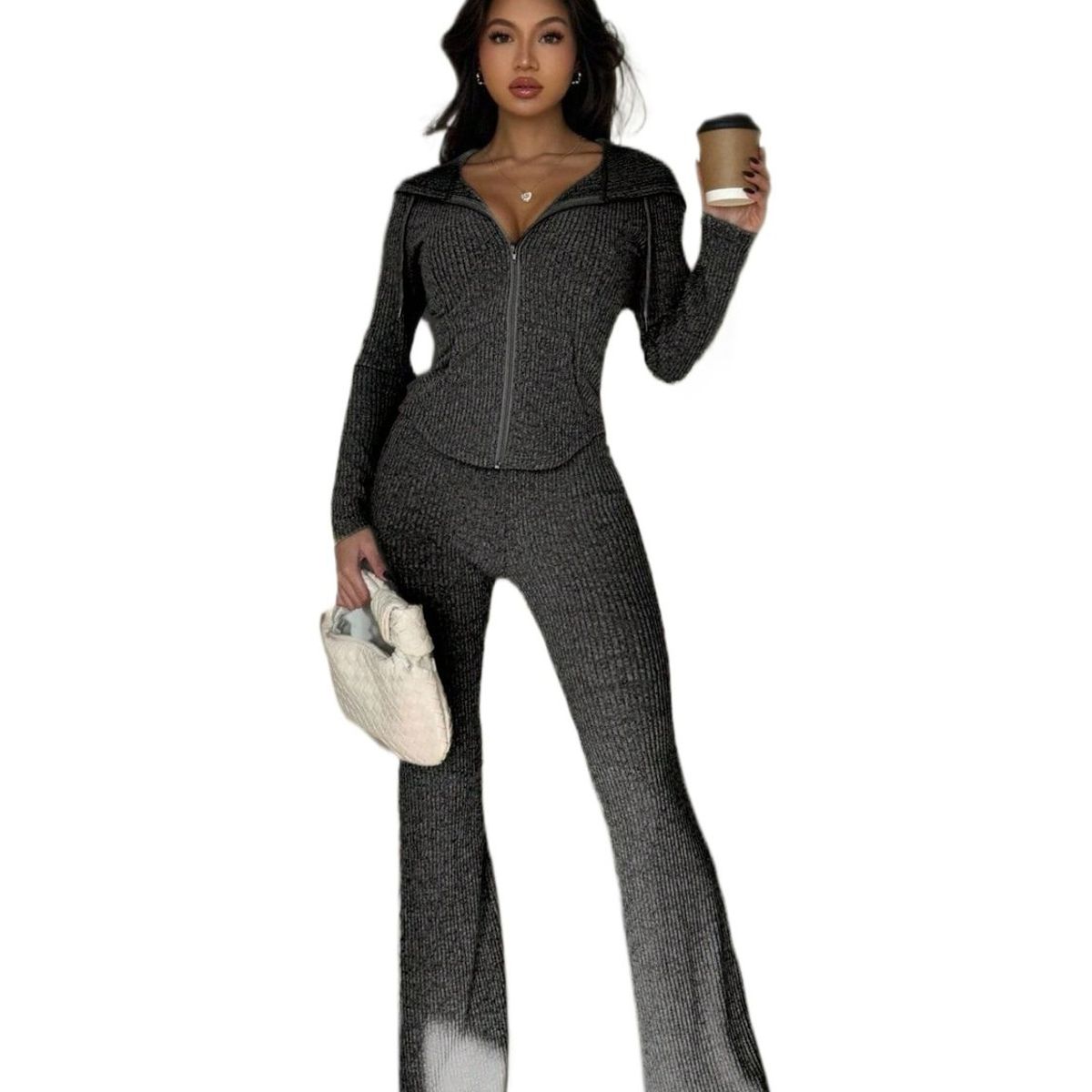 TIOZONEY - Conjunto Manga Larga Y Pantalon-Gris