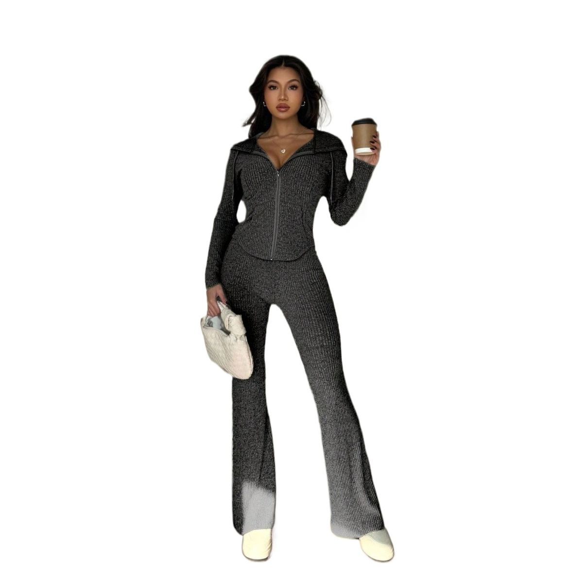 TIOZONEY - Conjunto Manga Larga Y Pantalon-Gris