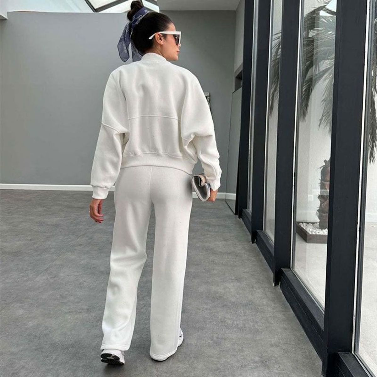 TIOZONEY - Conjunto Manga Larga Y Pantalon-Blanco