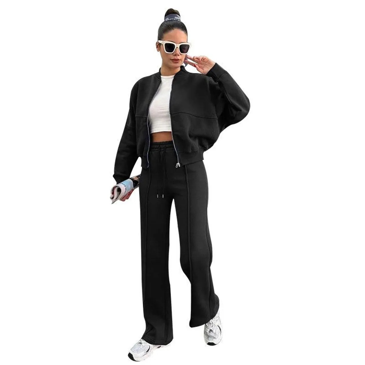 TIOZONEY - Conjunto Manga Larga Y Pantalon-Negro