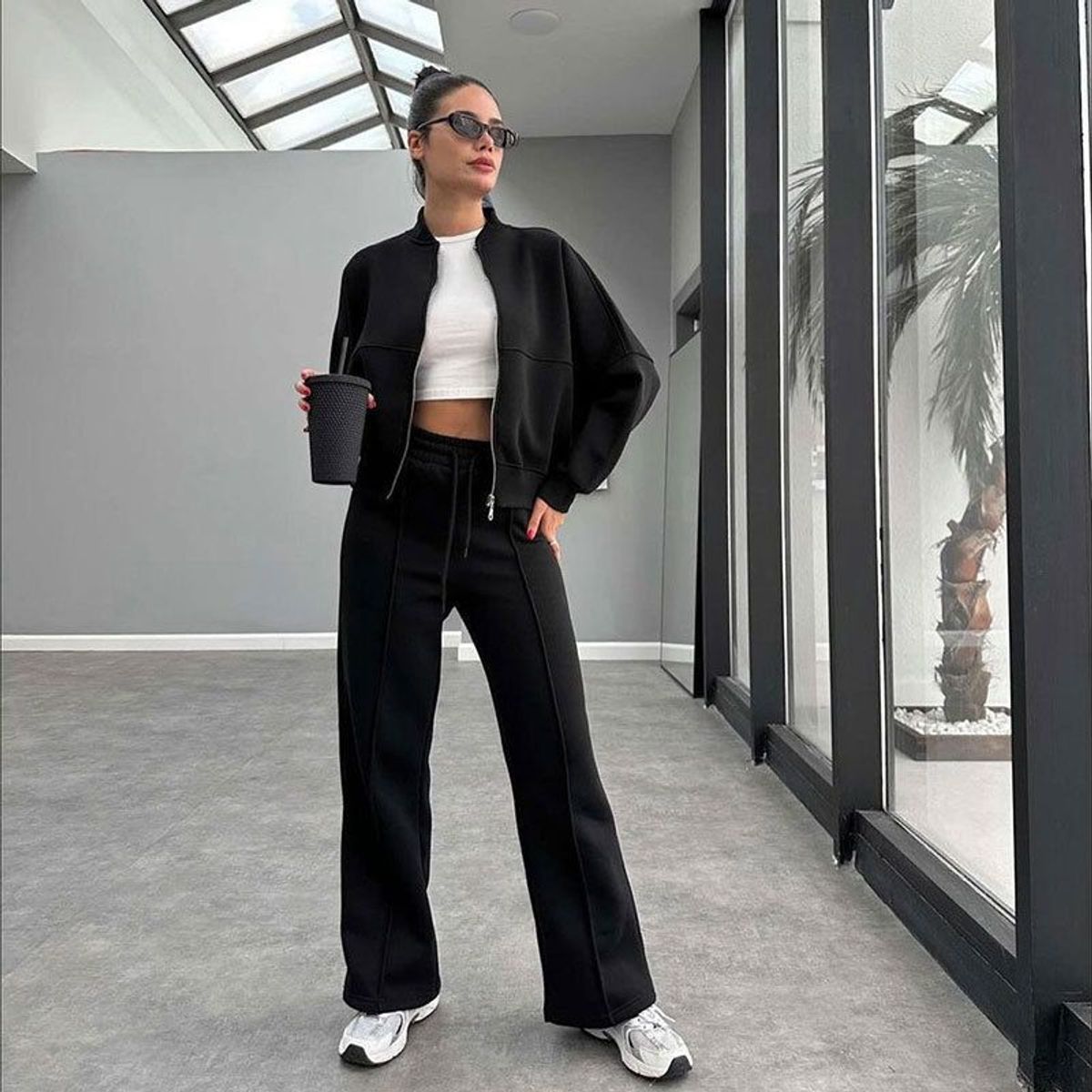 TIOZONEY - Conjunto Manga Larga Y Pantalon-Negro