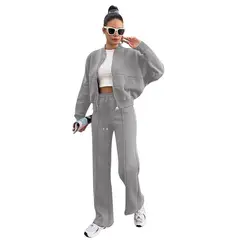TIOZONEY - Conjunto Manga Larga Y Pantalon-Gris