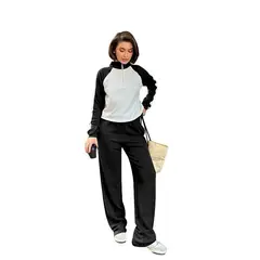 TIOZONEY - Conjunto Manga Larga Y Pantalon-Negro