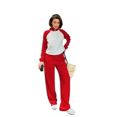 TIOZONEY - Conjunto Manga Larga Y Pantalon-Rojo