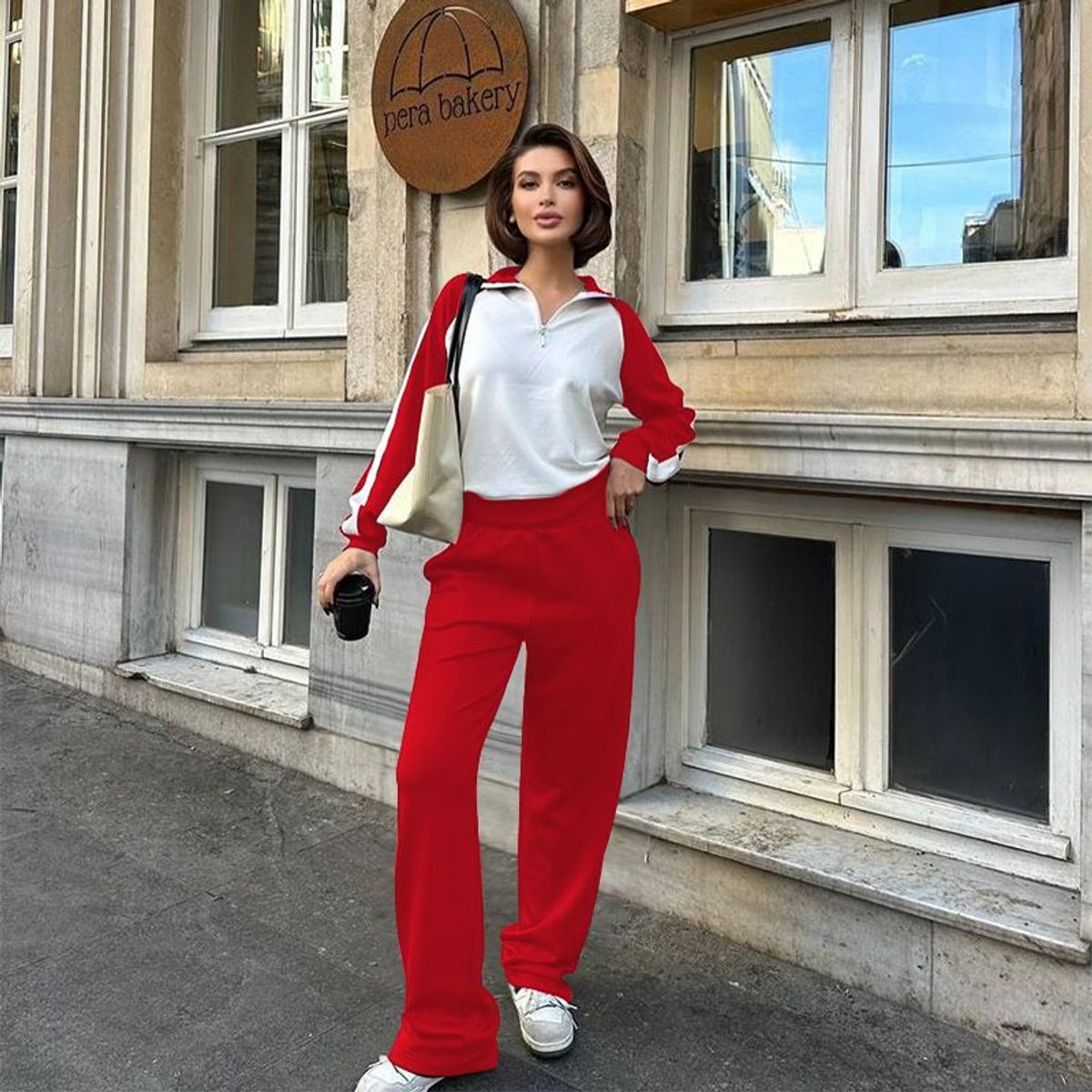 TIOZONEY - Conjunto Manga Larga Y Pantalon-Rojo