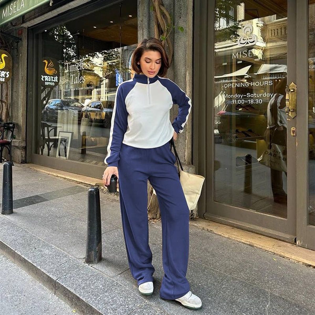 TIOZONEY - Conjunto Manga Larga Y Pantalon-Azul