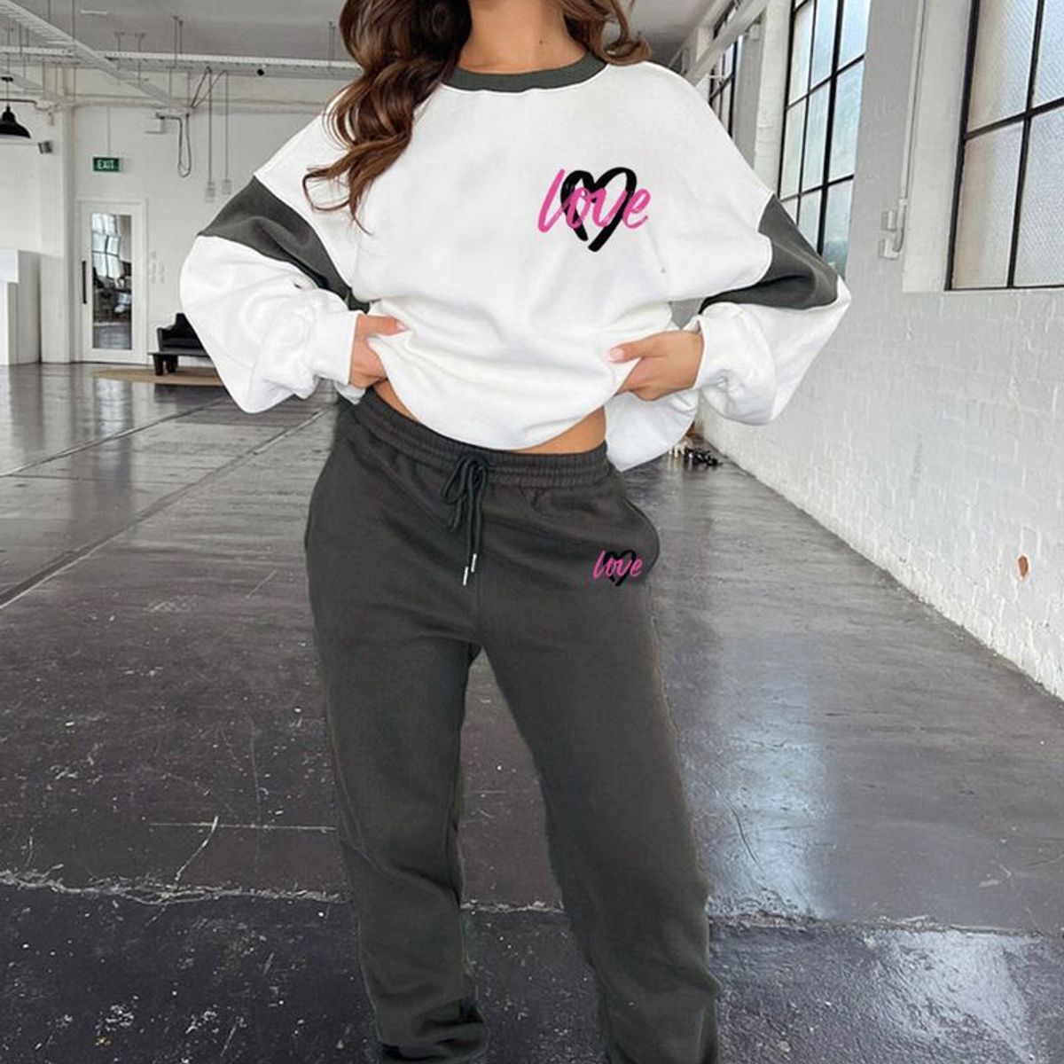 TIOZONEY - Conjunto Manga Larga Y Pantalon-Gris