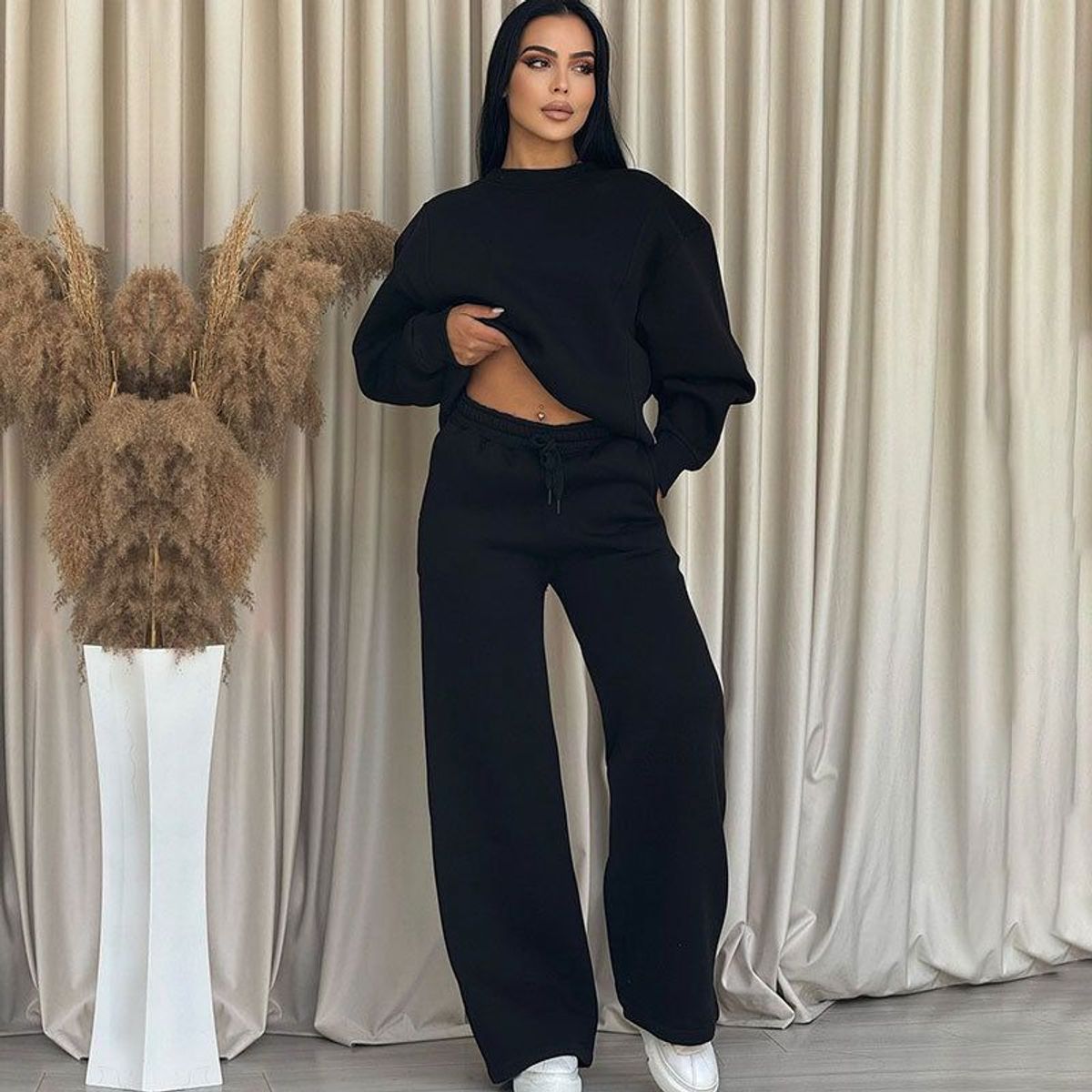 TIOZONEY - Conjunto Manga Larga Y Pantalon-Negro