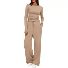 TIOZONEY - Conjunto Manga Larga Y Pantalon-Caqui