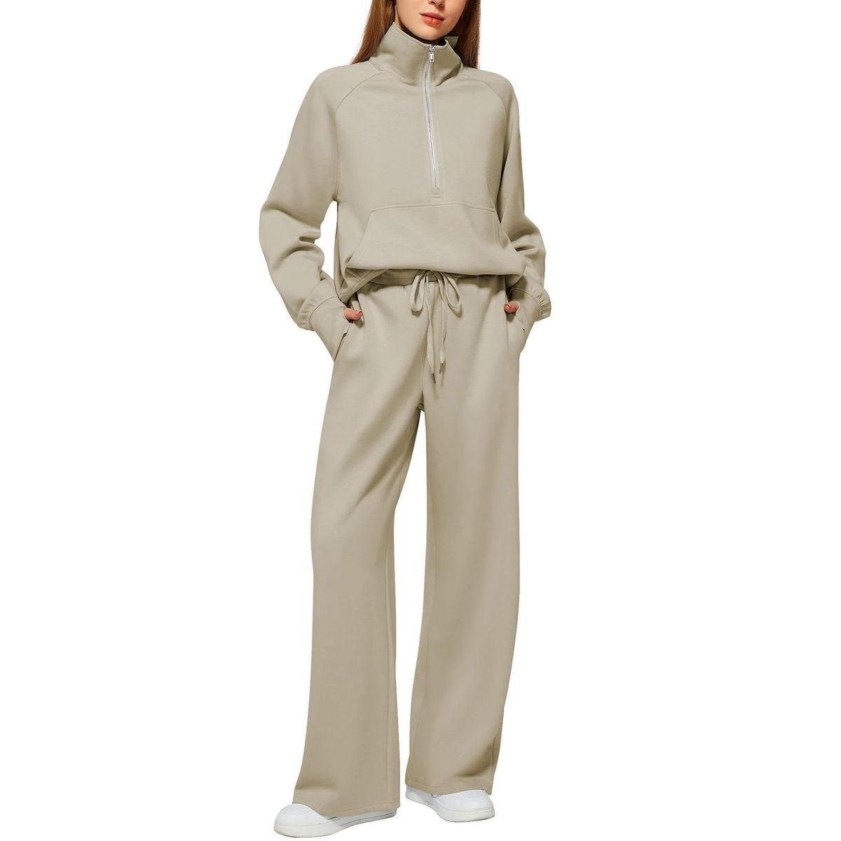 TIOZONEY - Conjunto Manga Larga Y Pantalon-Caqui