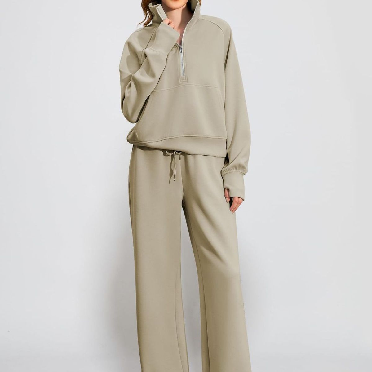 TIOZONEY - Conjunto Manga Larga Y Pantalon-Caqui