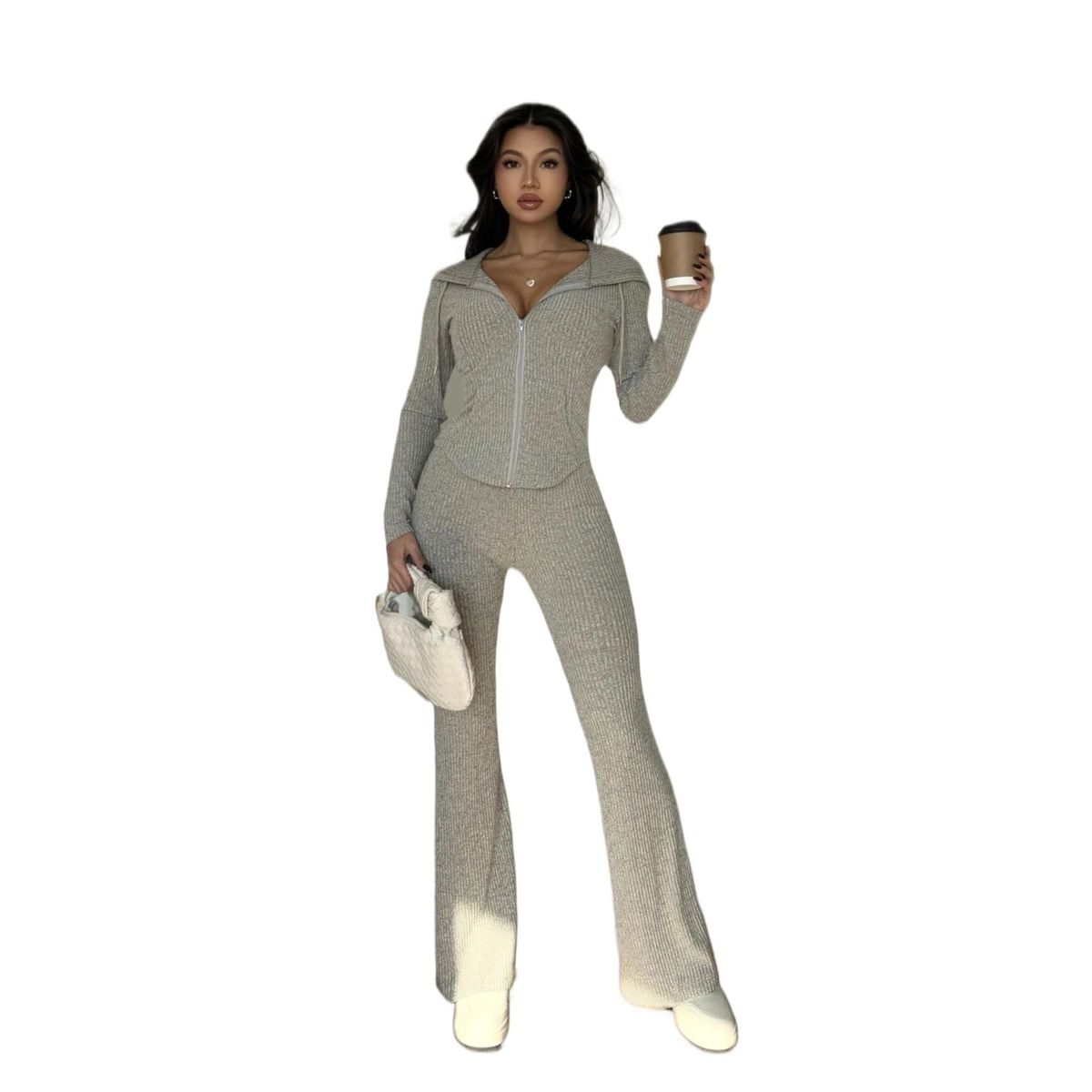 TIOZONEY - Conjunto Manga Larga Y Pantalon-Beige