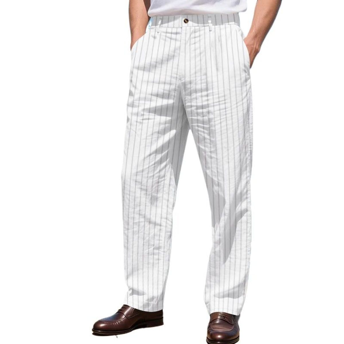 TIOZONEY - Pantalón Hombre - Blanco