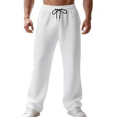 TIOZONEY - Pantalón Hombre - Blanco