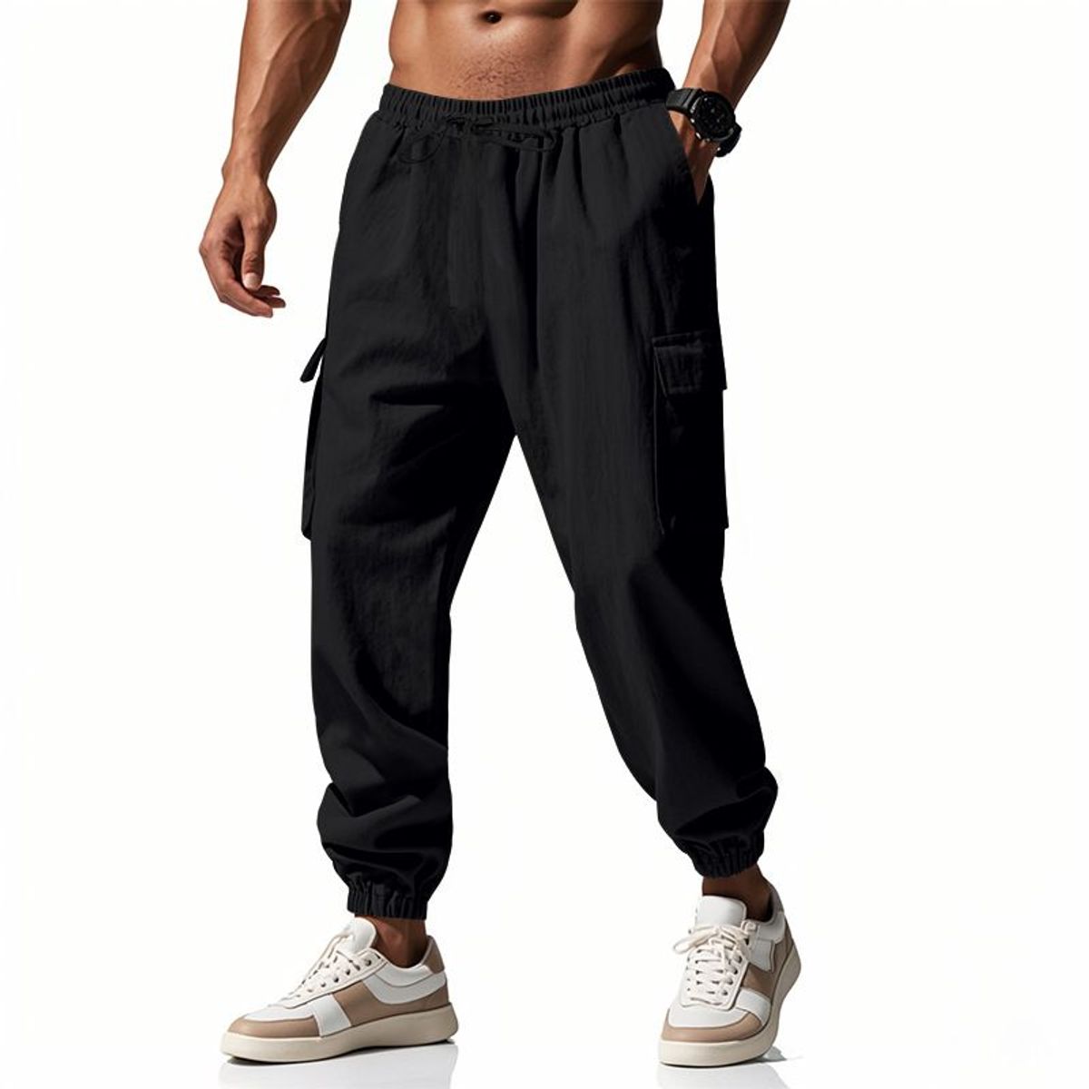 TIOZONEY - Pantalón Hombre - Negro