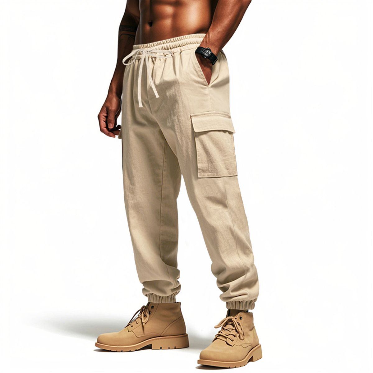 TIOZONEY - Pantalón Hombre - Beige