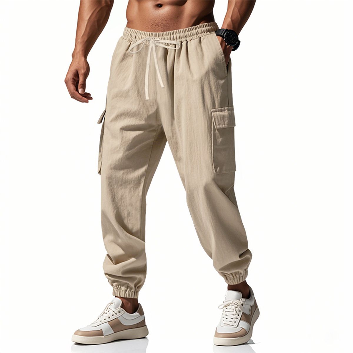 TIOZONEY - Pantalón Hombre - Beige