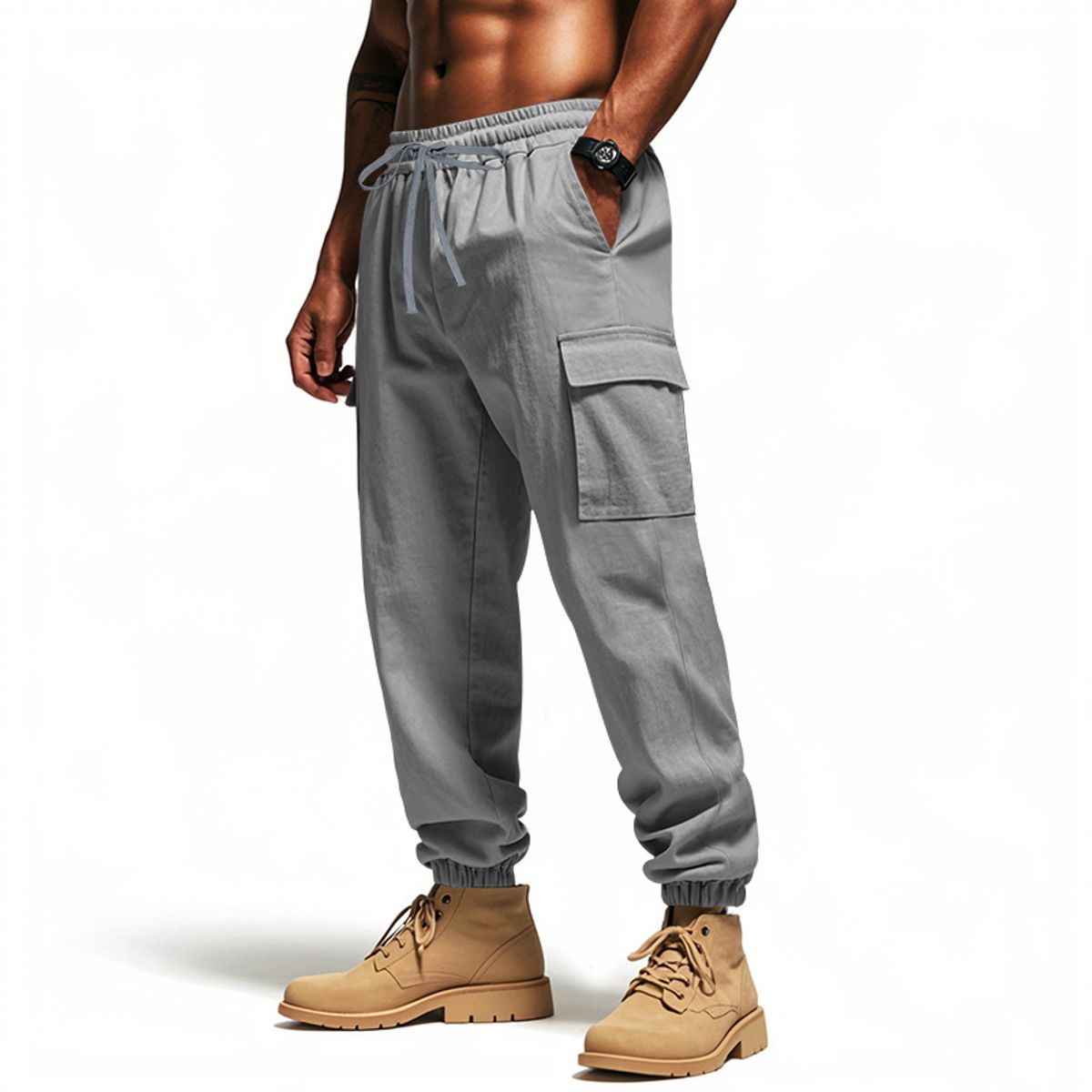 TIOZONEY - Pantalón Hombre - Gris