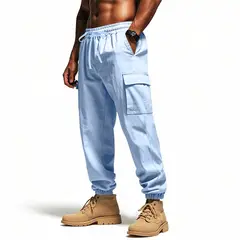 TIOZONEY - Pantalón Hombre - Azul
