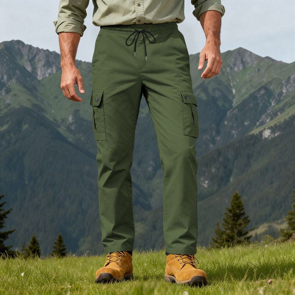 TIOZONEY - Pantalón Hombre - Verde