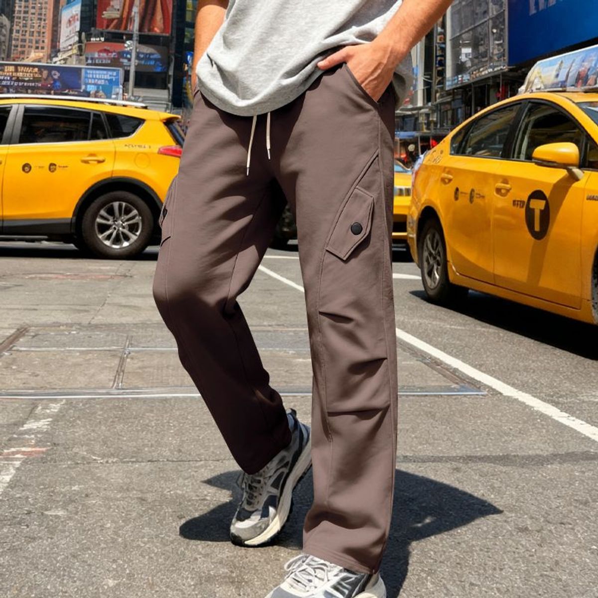 TIOZONEY - Pantalón Hombre - Marrón