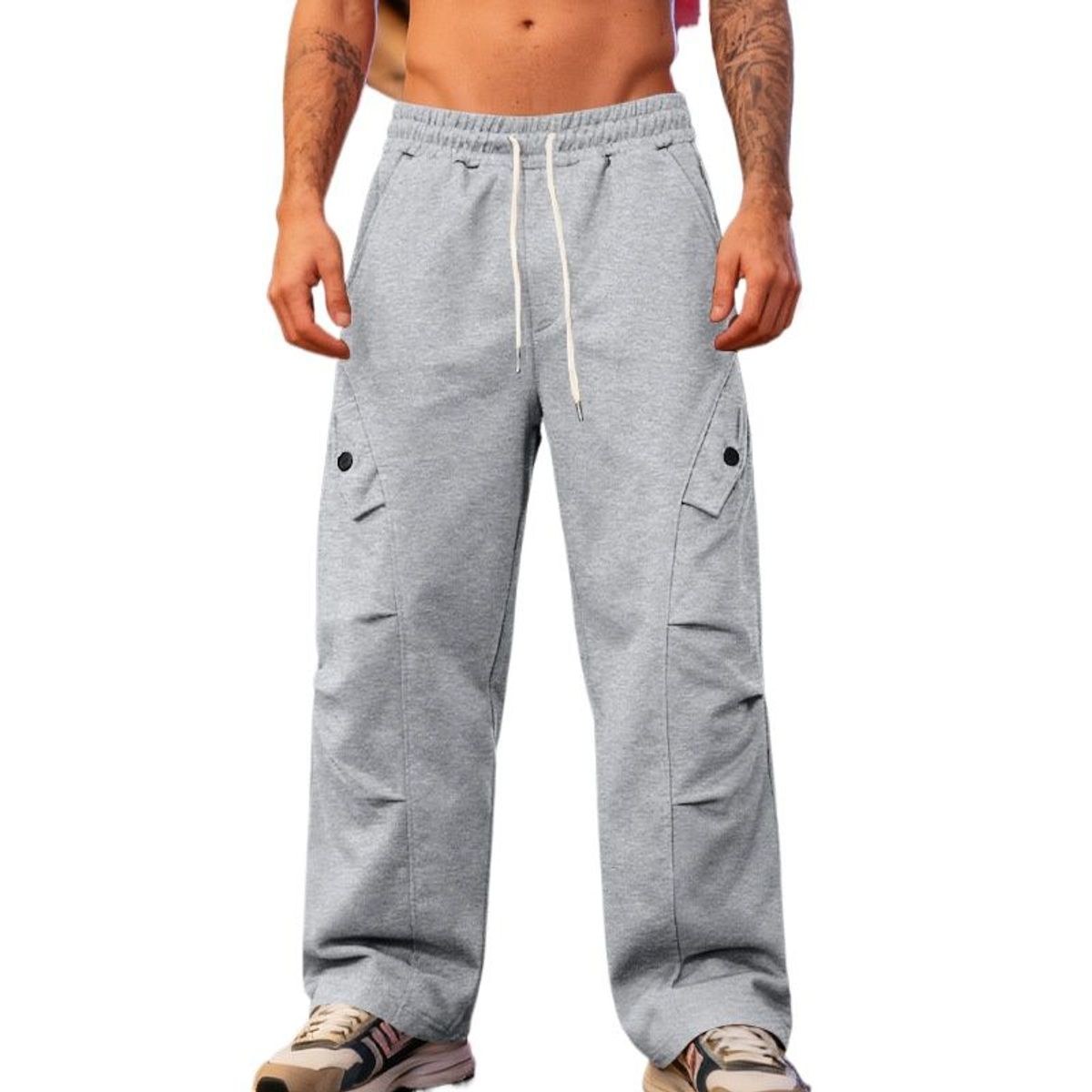 TIOZONEY - Pantalón Hombre - Gris