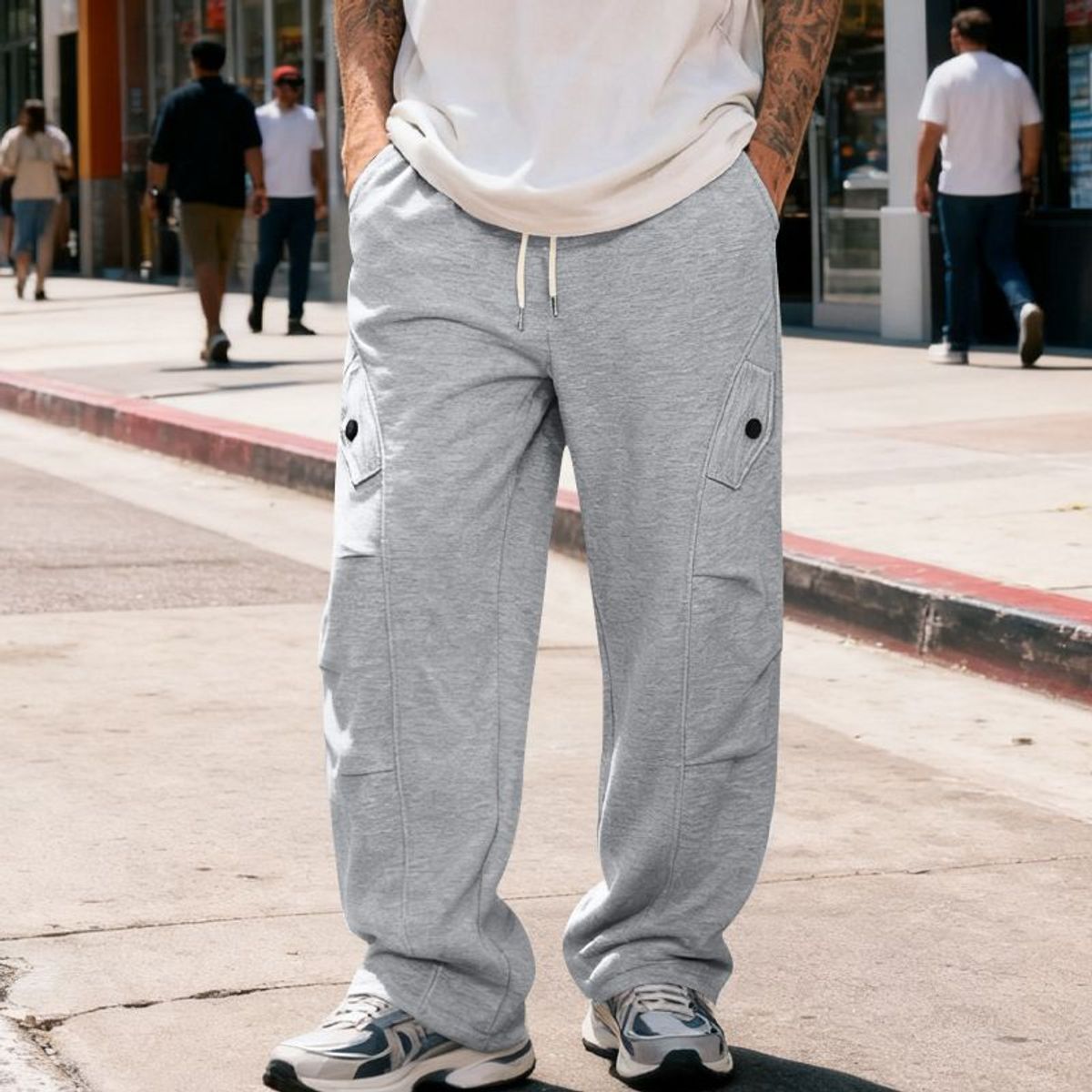 TIOZONEY - Pantalón Hombre - Gris