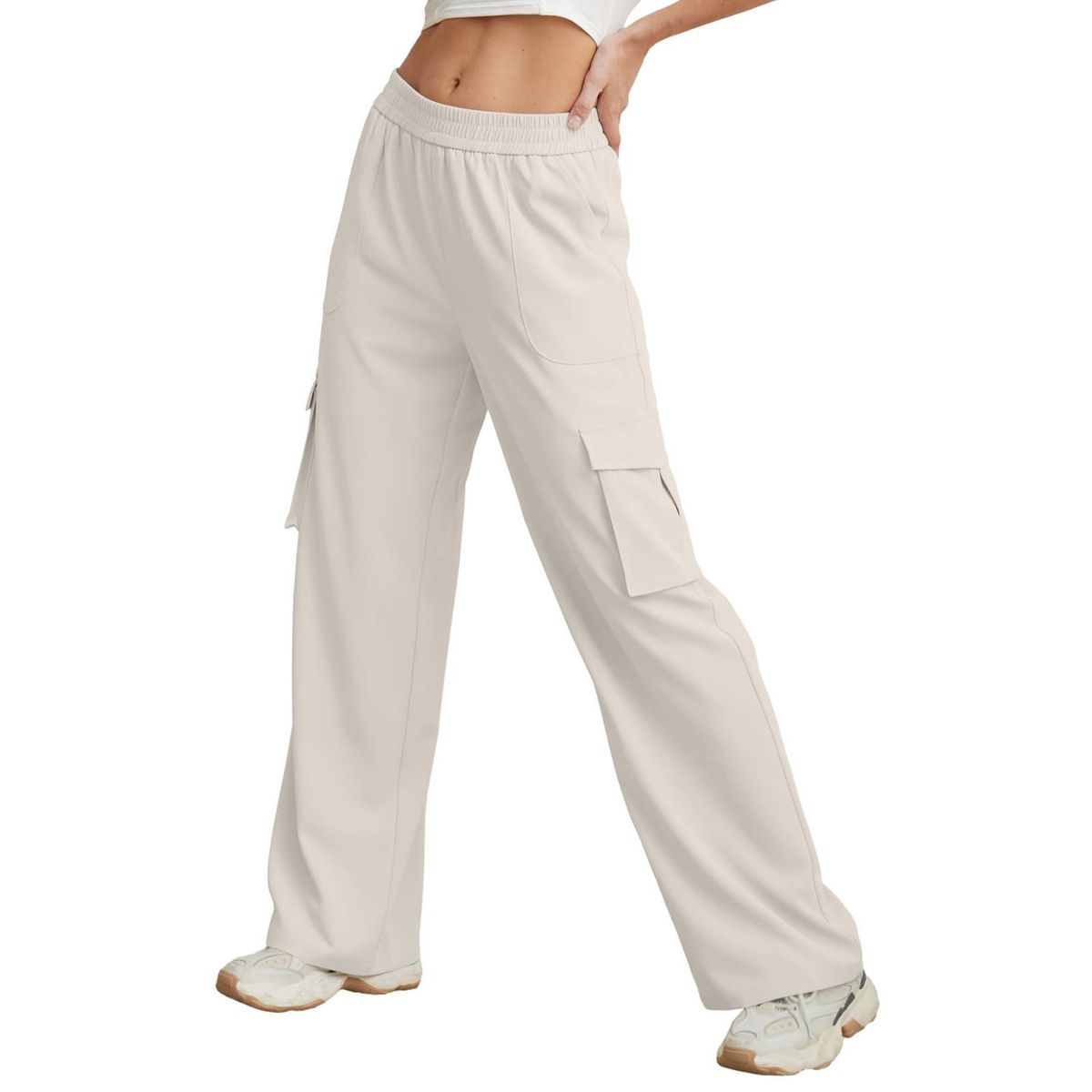 TIOZONEY - Pantalón Mujer - Blanco
