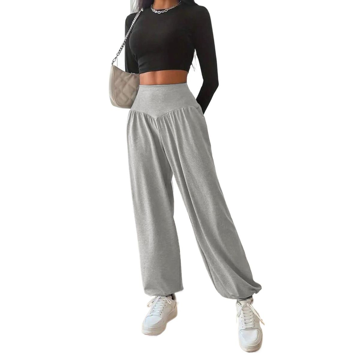 TIOZONEY - Pantalón Mujer - Gris