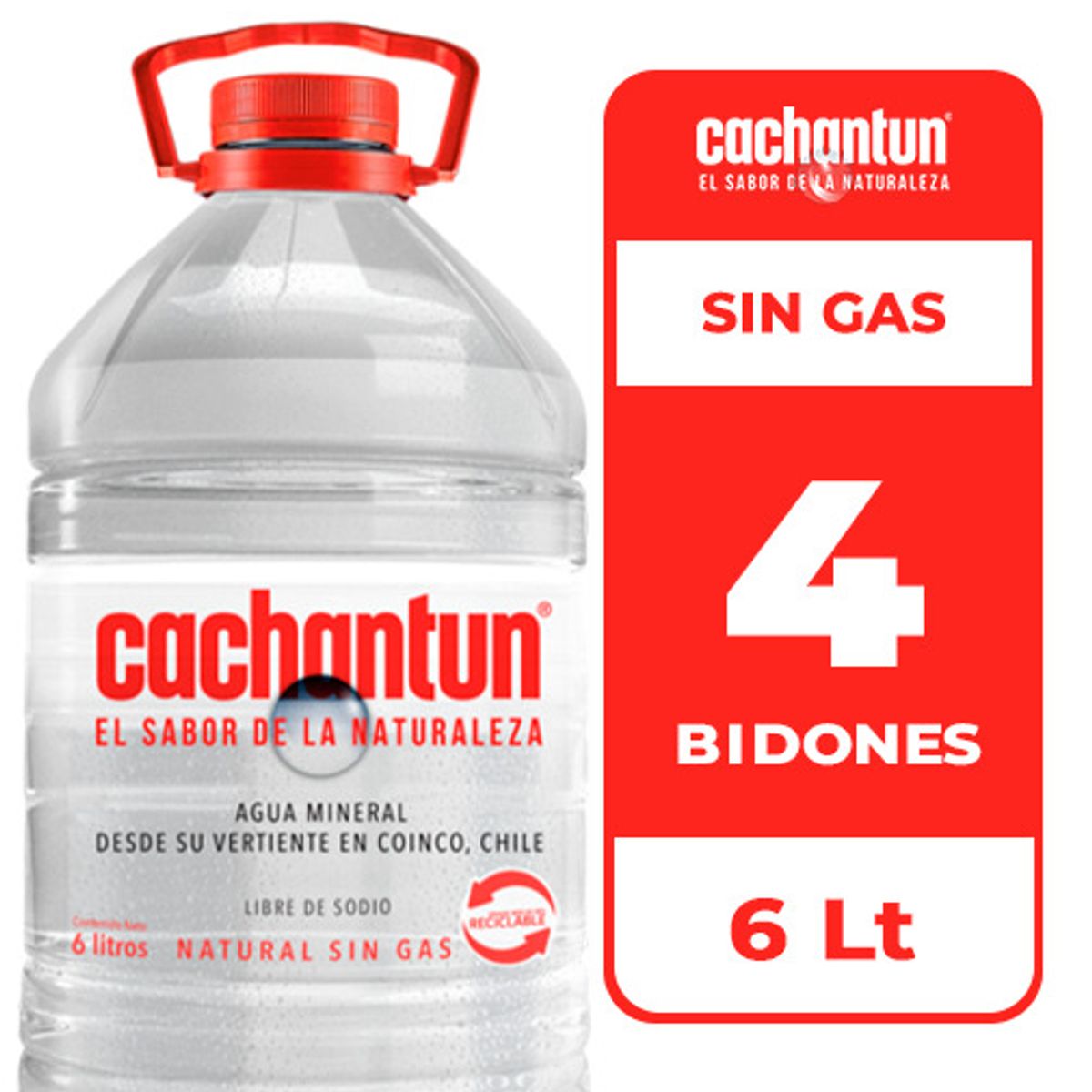 CACHANTUN - 4x Agua Mineral Cachantun Sin Gas 6L
