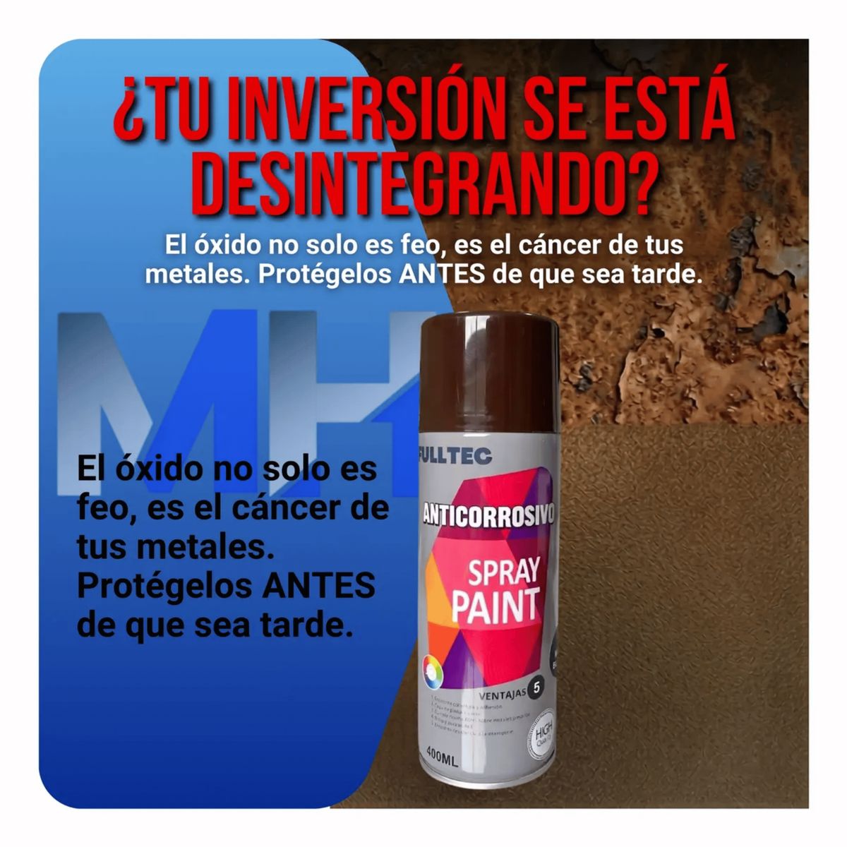 FULLTEC - Spray Anticorrosivo Y Antioxidante Fulltec 400ml Proteccion