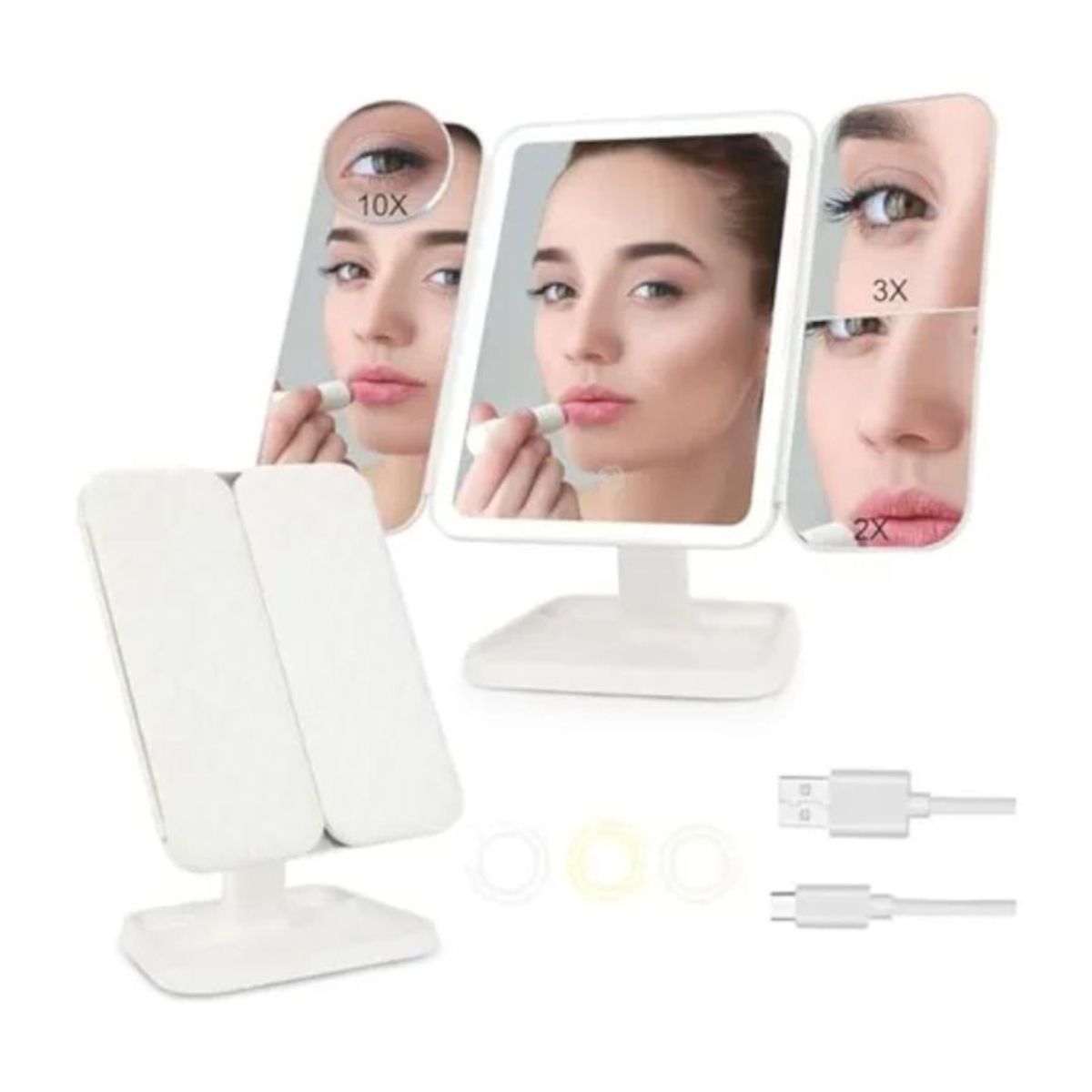 GENERICO - Espejo Con Luz Recargable Para Maquillaje