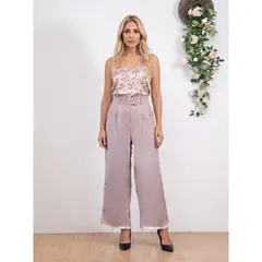 LIKE SHOP - Pantalón Mujer Vestir Semi Formal Tipo Lino Recto Tiro Alto 912