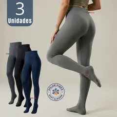 UTILISIMO - Pack 3 Ballerinas Primera Capa Polar Mujer Elasticada Térmica Colores Surtidos